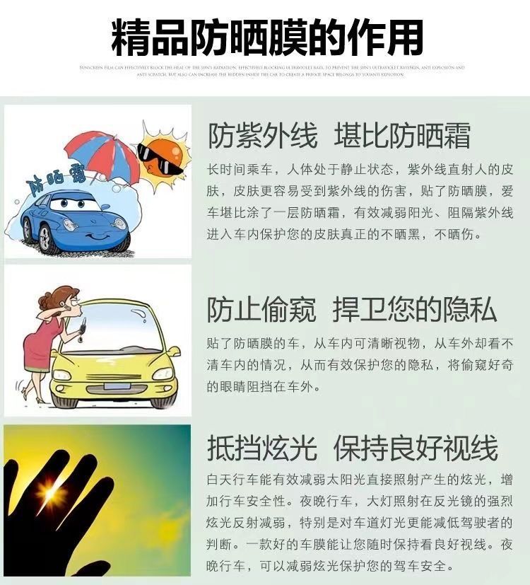 Electric car four-wheel tricycle self-sticking film for the elderly scooter sunscreen explosion-proof high thermal insulation solar film car film