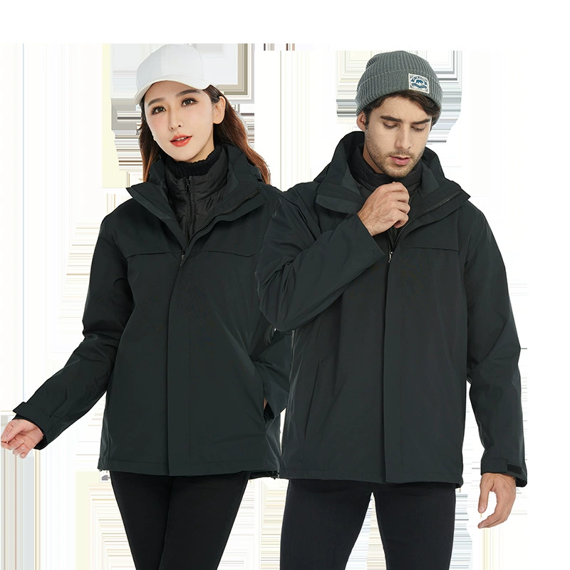 Новая Мужская и женская одежда «Три в одном», съемная простая куртка, Комбинезоны для альпинизма с логотипом для печати осенью и зимой
