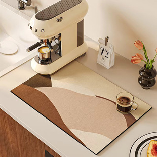 Kitchen Drain Mat Countertop Absorbent Tea Mat American Vintage Dishes Insulated Placemat Bar Coffee Maker Desktop Mat