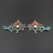 合金配件diy古风新款对称亭子滴油仿烧蓝景泰蓝配件现货批发*1468