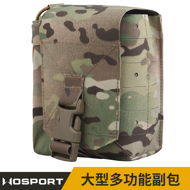Wosport Tactical Vest Chest Hanging Molle Expansion Bag Radio Side Bag Large Camouflage Multi-Functional Sub-Bag