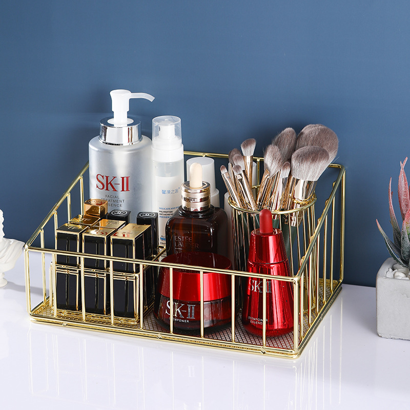 ins化妆品收纳架美妆达人化妆品收纳铁艺架各类护肤化妆品收纳架