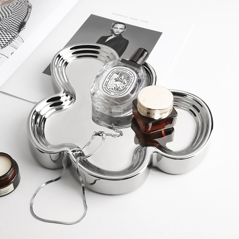 Bei Hanmei Nordic Style Mirror Tray Silver-plated Jewelry Cosmetics Storage Tray Home Carefully Selected Light Luxury Fruit Tray