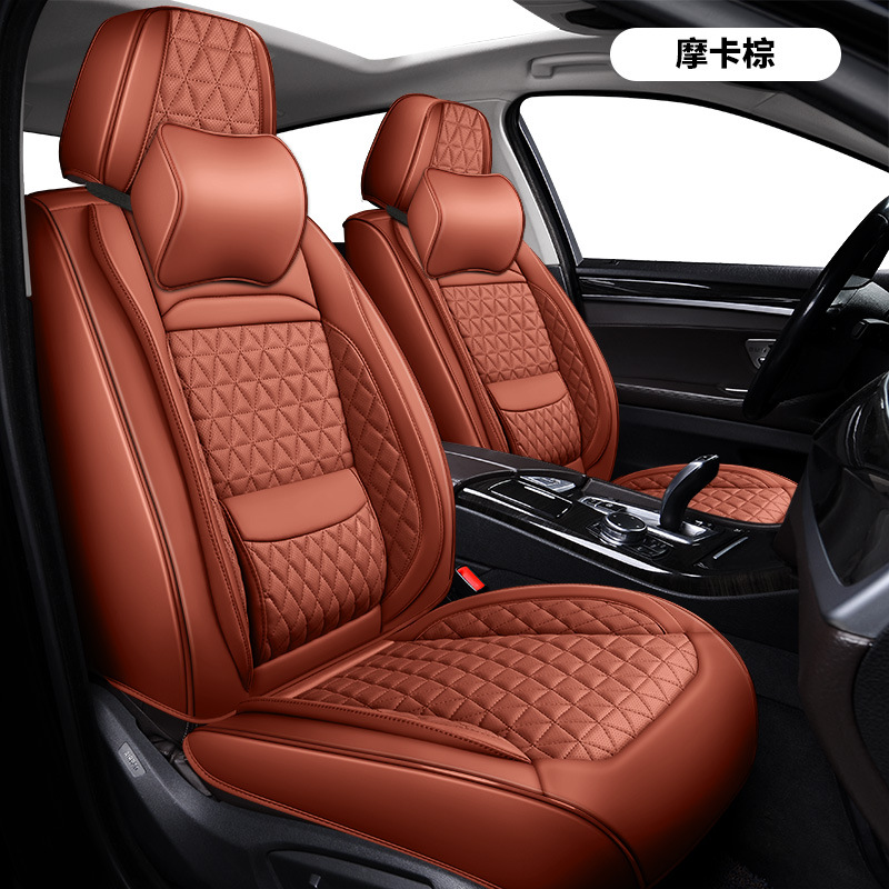 Cross-Border E-Commerce Foreign Trade Full Leather Fixed Lumbar Support Car Seat Cushion for All Seasons, Five-Seater Car Cushion Wholesale