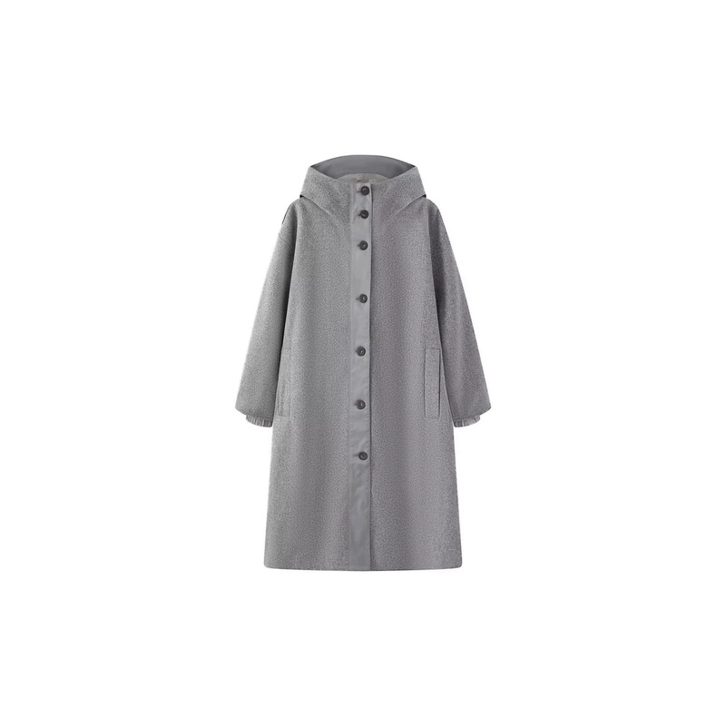 2026 Autumn/Winter New European and American Style Loose-Fit Slimming Hooded Wool Blend Patchwork Solid Color Parka Coat 2026 Autumn/Winter New European and American Style Loose-Fit Slimming Hooded Wool Blend Patchwork Solid Color Parka Coat
