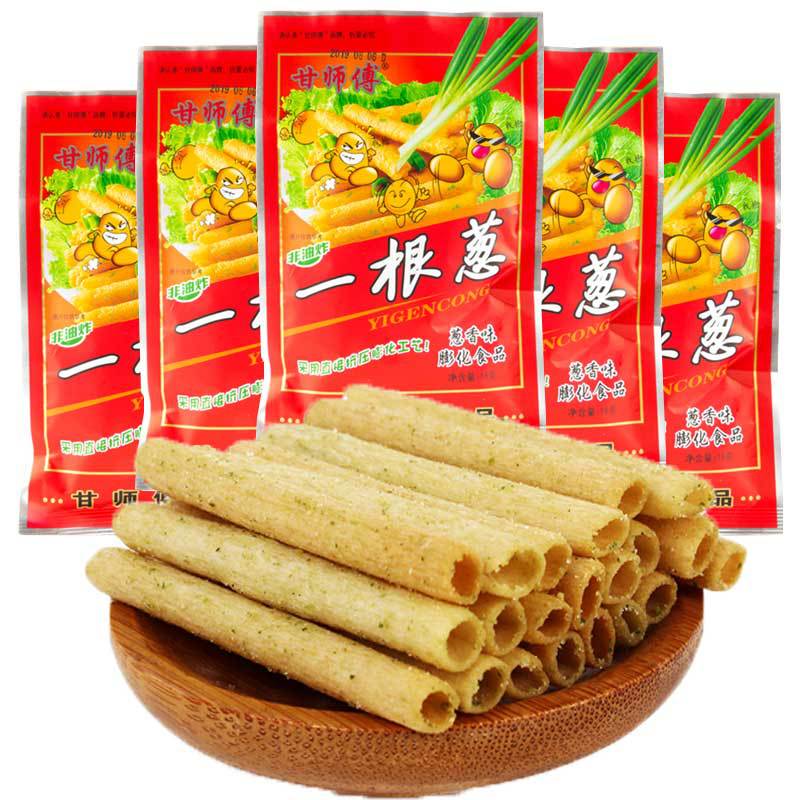 Retrival of 8090s Nostalgic Baldy Onion Flavor Non-Fried Puffed Potato Chip Strips with Spicy Snack Gift Pack