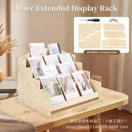 跨境木质贴纸收纳架桌面多层明信片冰箱贴展示架化妆品储物架书架