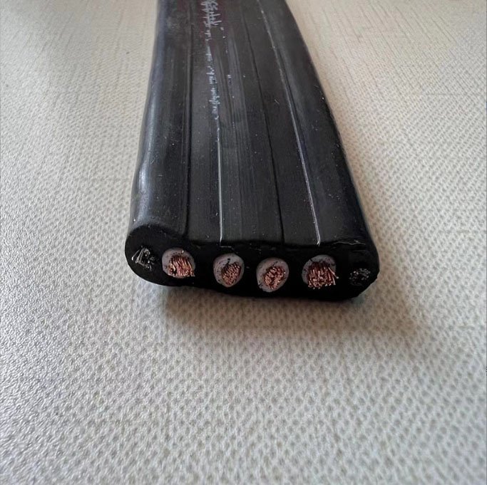 行车随行扁平电缆ZR-YVFBJ 4*4双钢丝扁线阻燃丁腈橡胶卷筒专用线