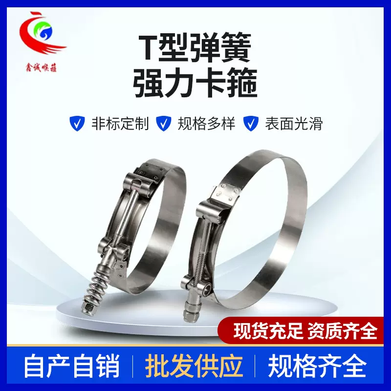 厂家现货不锈钢T型弹簧强力卡箍 汽车用可调式抱箍欧式管道卡箍