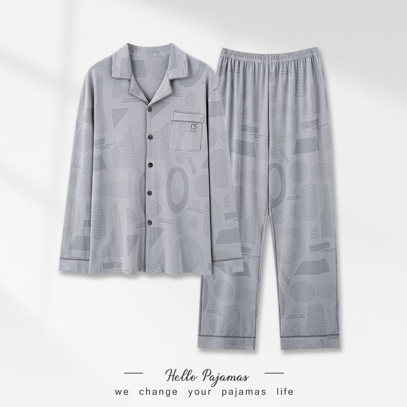 Pijamas de algodón para hombres primavera y otoño 2025 nuevo conjunto de ropa de hogar de manga larga suelta juvenil