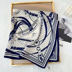 Stylish and Versatile Chain-Style Scarf with 70cm Velvet Texture, Right-Angle Folded Edge, Printed Decorative Warm Neck Scarf for Women