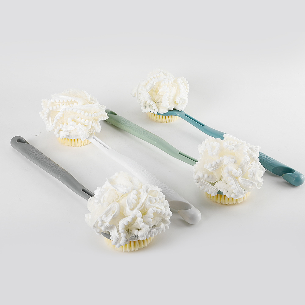 Mango de flores para el hogar Bola de baño de doble cara Cepillo de baño de lana suave de nailon Cepillo de baño Baño de baño Frotamiento de espalda Spot al por mayor
