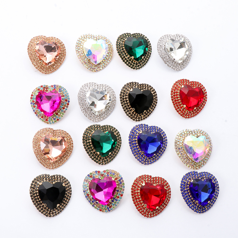 fashion heart-shaped alloy diamond earrings
