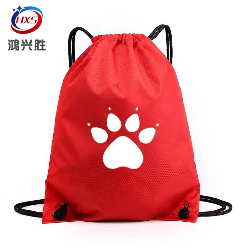 厂家销售涤纶印花背包束口袋 涤纶抽绳收纳袋 户外运动背包袋