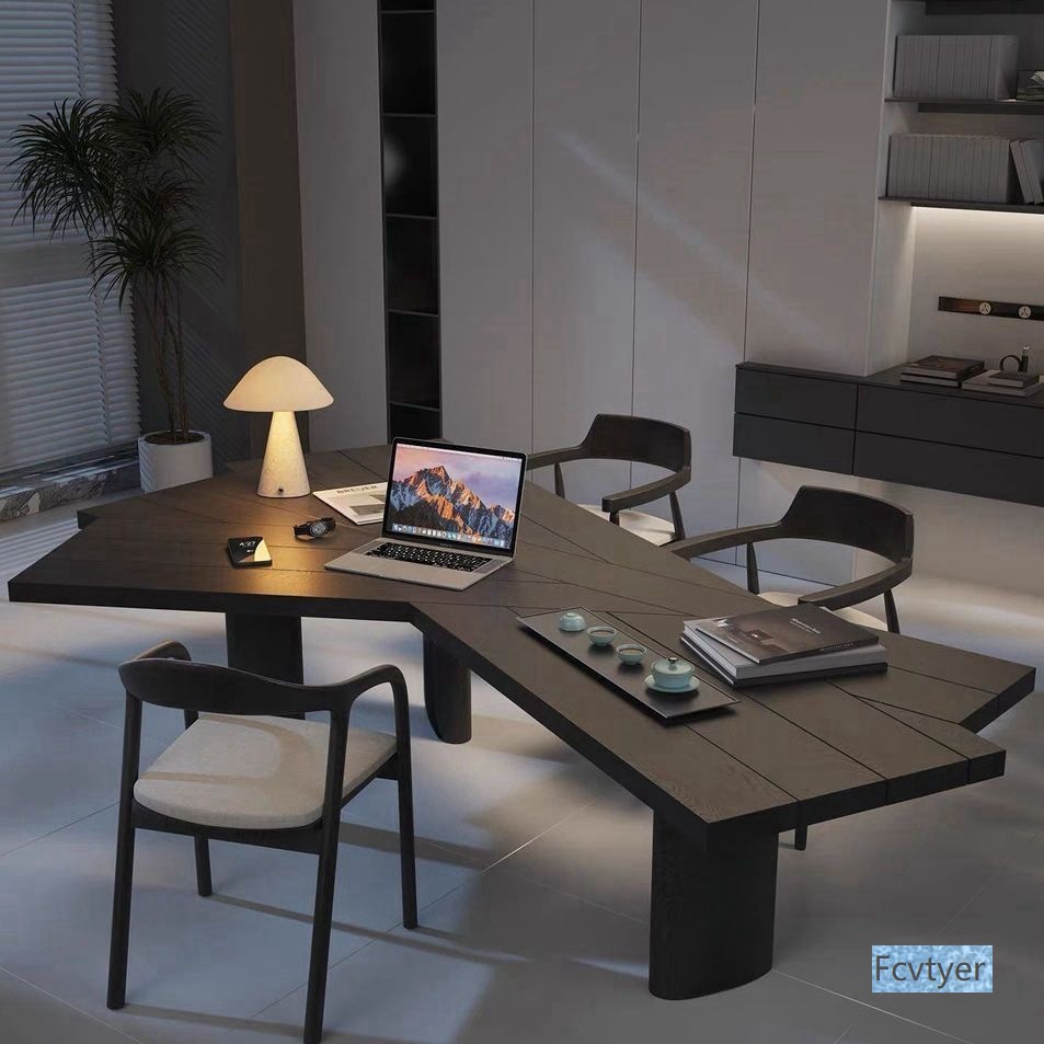 Haobang Designer Boss Desk Workbench Simple Modern Office Desk Solid Wood Desk Light Luxury Computer Desk Special Shape