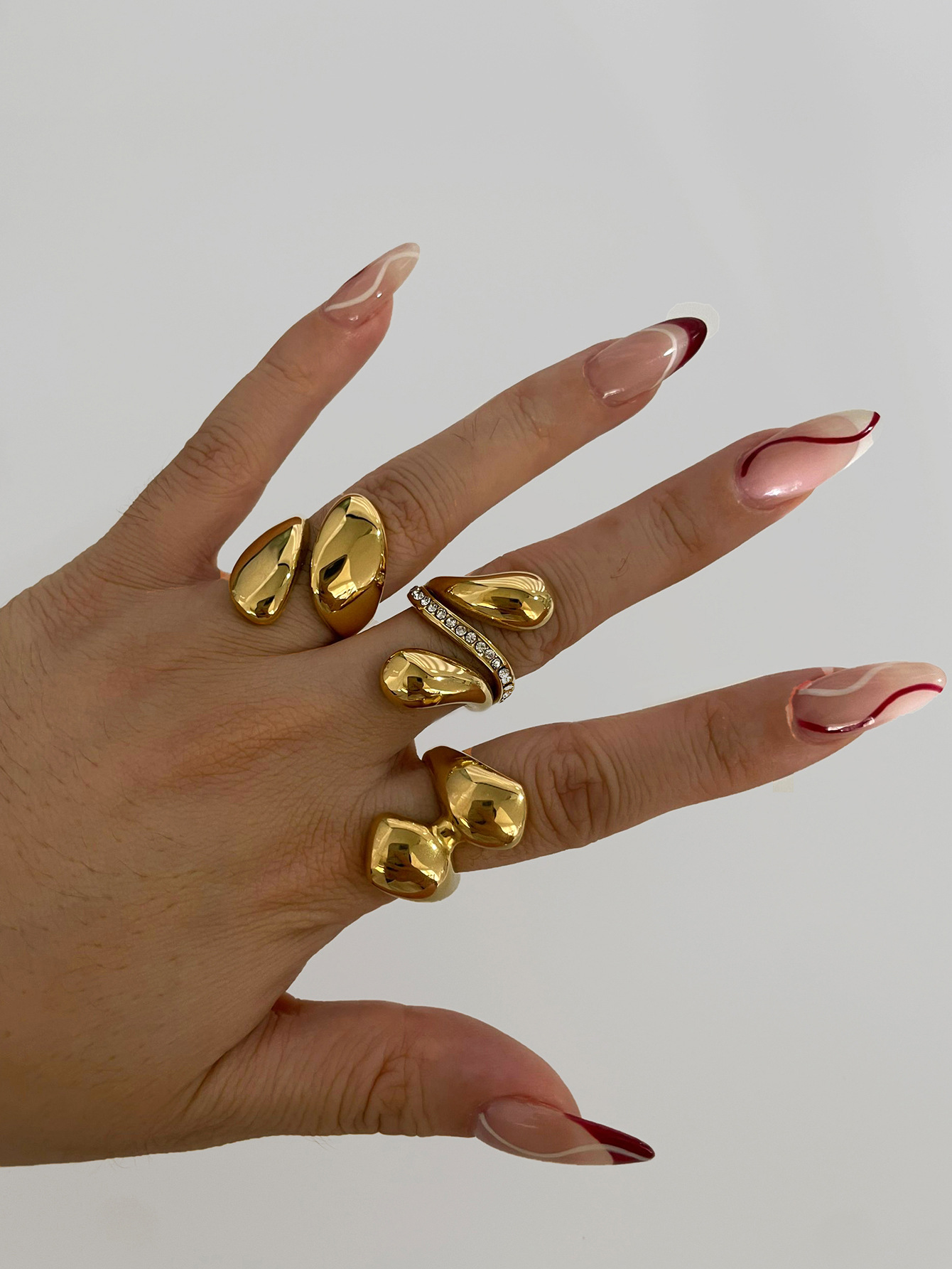 Holiday, Daily Occasion 304 Stainless Steel Material Solid Color Pattern Wholesale Jewelry Simple Style Classic Style Solid Color 304 Stainless Steel Irregular Plating Stainless Steel Rings