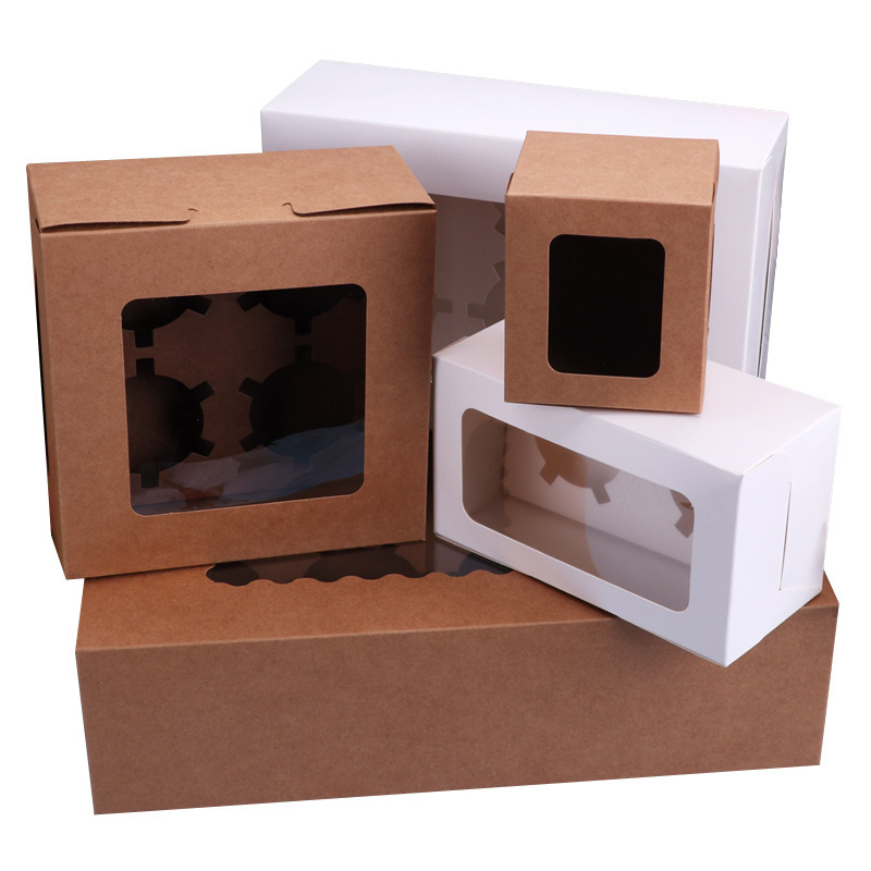 1/2/4/6/12粒纸杯蛋糕盒 马芬盒 西点包装纸盒   蛋糕烘焙打包盒