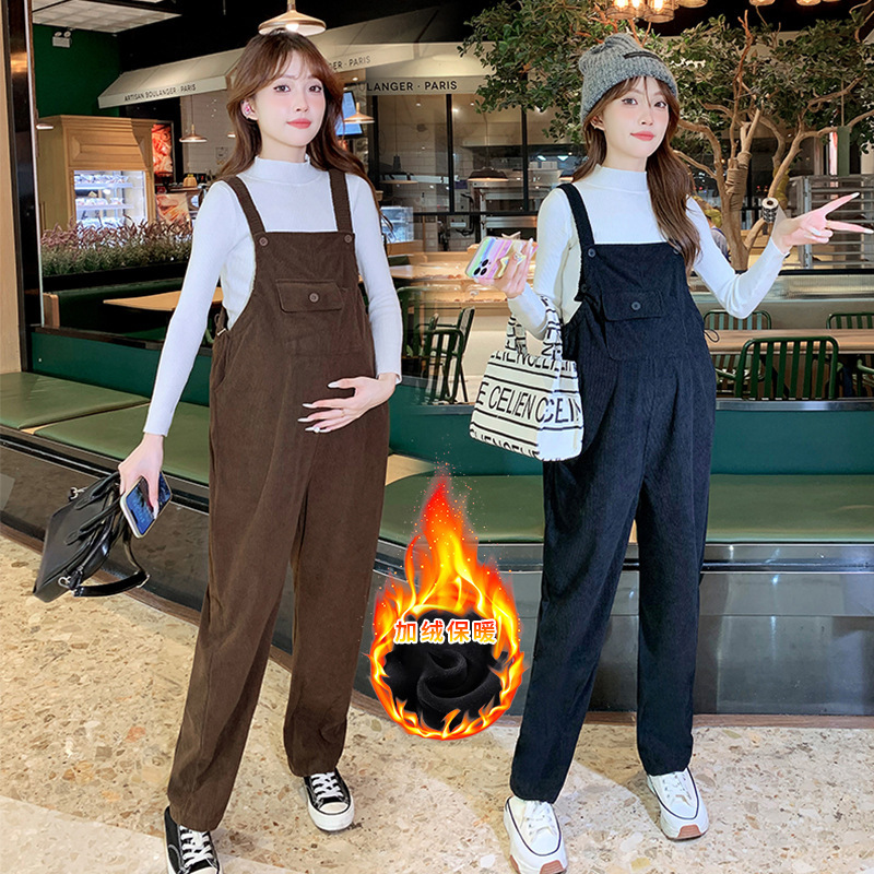 Pregnant Women's Wear Autumn and Winter suit Fashion New fleece-lined Pregnant Women's Overalls plus size Loose Pregnant Women's Pants Outer Wear Pants Pregnant Women's Wear Autumn and Winter suit Fashion New fleece-lined Pregnant Women's Overalls plus size Loose Pregnant Women's Pants Outer Wear Pants