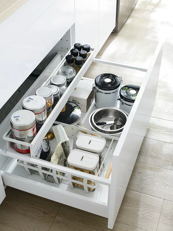 06ym Kitchen Cabinet Inner drawer Sub -frame Extraction Pumping Deep drawer upper and lower partitioned partition tableware storage