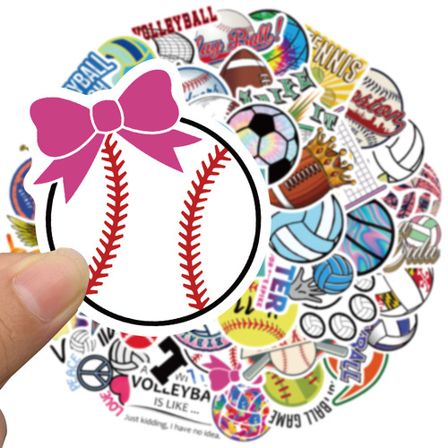 50 pieces of ball, football, basketball and rugby stickers, graffiti suitcase helmets, DIY handbook stickers available for wholesale