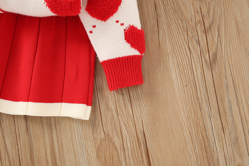 480g Weight Kids Clothing Sets Children's Clothing Type Long Sleeve Sleeve Length Polyacrylonitrile Fiber Fabric Type Skirt Sets Sets Type 2 Pieces Set Quantity Holiday, Daily, Selfie Occasion Round Neck Neckline Regular Fit Fit Type Heart Shape Pattern Winter, Spring, Autumn Season Girl'S Gender Casual, Elegant, Cute Style Casual Elegant Cute Heart Shape Polyacrylonitrile Fiber Girls Clothing Sets 10