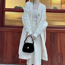 2025秋冬长款羊毛开衫秋冬装大码女装胖MM韩版长袖开衫中长款跨境