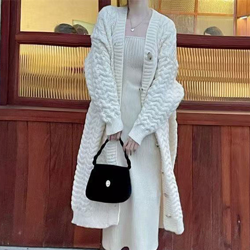 2025秋冬长款羊毛开衫秋冬装大码女装胖MM韩版长袖开衫中长款跨境