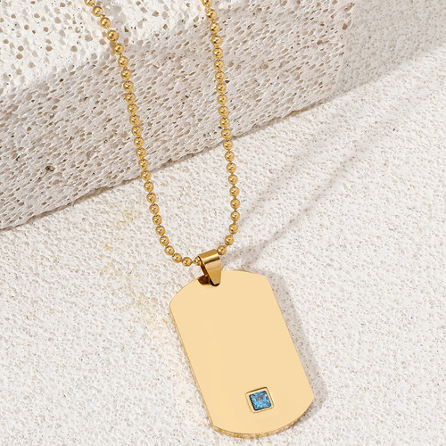 European and American-style trendy, personalized military tag necklace with engraved 