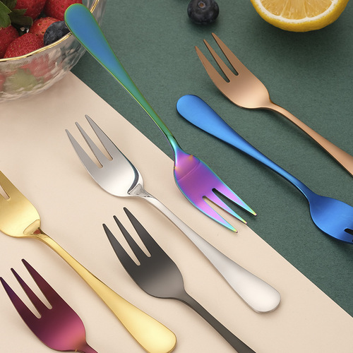 1010 Series Stainless Steel Fruit Fork Three-Tine Cake Dessert Fork Hotel Tableware Gift Laser Logo