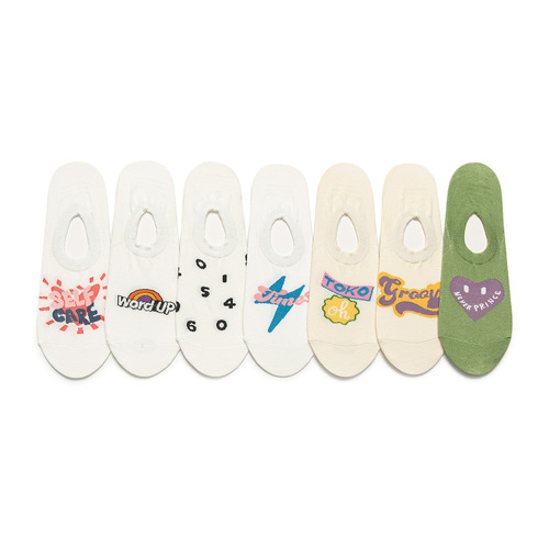 Children's socks, short socks, shallow mouth, INS trendy Korean version, boat socks for men, cartoon pattern, summer, Japanese style, sporty, couple socks