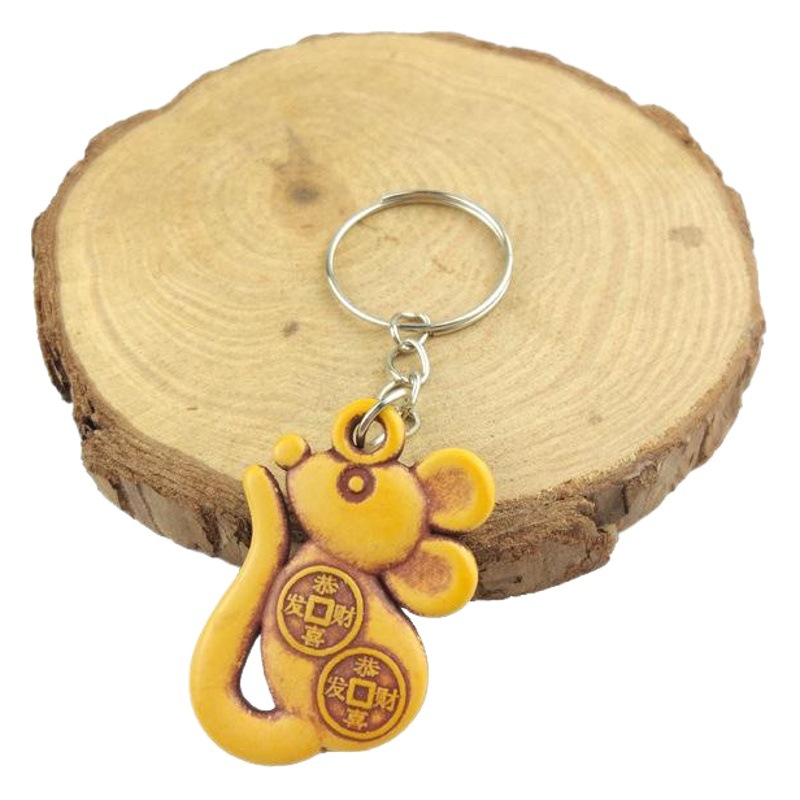 (Styles Available) Imitation Peach Wood Keychain Pendant, Small Promotional Gifts, Wholesale Cross-Border Supply