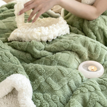 12WU果色毛毯塔芙绒羊羔绒双层毯子冬季加厚盖毯办公室午睡午休沙