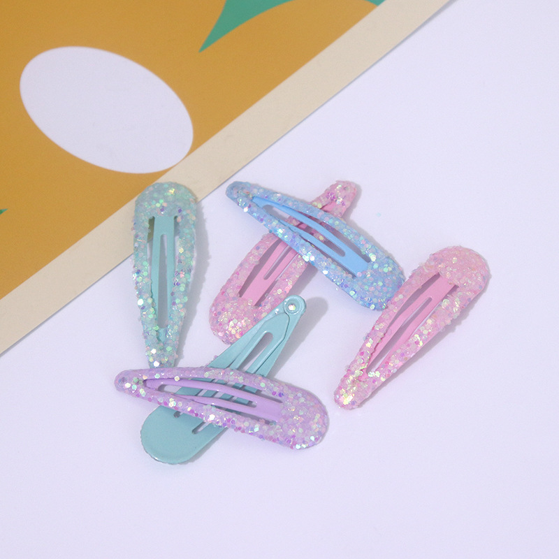New Korean Ins-Style Hair Clips with Glitter, Bb Clips for Children, Colorful Glitter Sequins, Cute Side Clips, Hairpins, Cross-Border