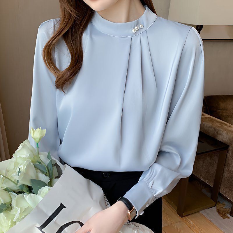 白色时尚衬衫女秋季2025新款职业装雪纺衬衣洋气宽松显瘦长袖上衣|undefined