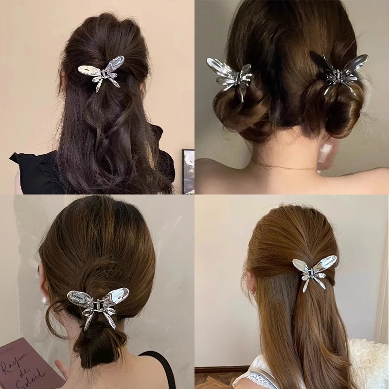 De alto grado de metal pequeño clip de mariposa horquilla hembra Cabeza trasera pinza de pelo medio lazo tocado de pelo horquilla de tiburón clip