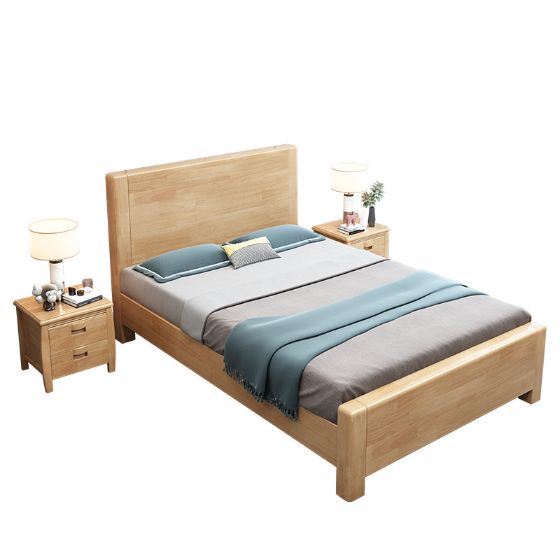 Cama individual de madera maciza para niños 1m 1.2m 1.35m pequeña casa económica simple hotel de alojamiento residencial cama de hotel