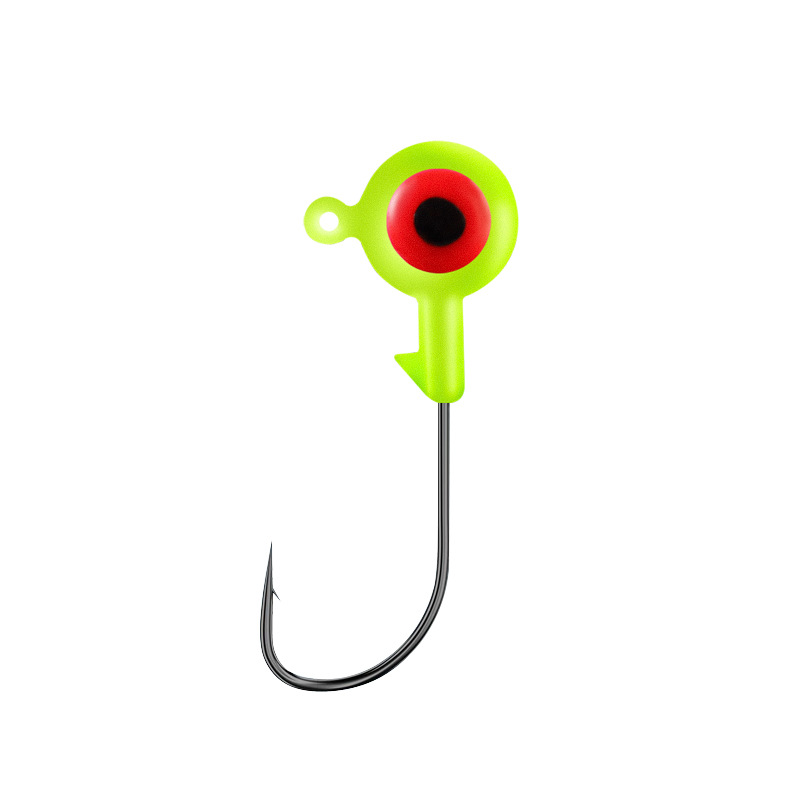 Anzuelo de pesca con cabeza de plomo para señuelos, al por mayor del fabricante, 4X reforzado, colorido, de doble ojo, antienredos, de acero al carbono