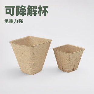 Cross-border gardening pulp flowerpot disposable degradable pulp seedling Cup Round Square Cup breeding pot manufacturer