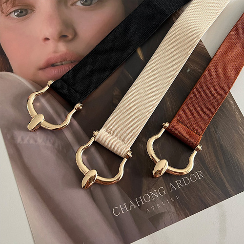 Korean version 3cm elastic buckle elastic thin waistband women's dress versatile decorative thin belt simple belt