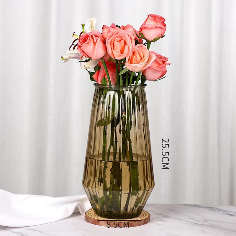 Producción de florero de vidrio al por mayor rico bambú lirio hidropónico flor seca flor hidropónica flor arreglo grande florero de vidrio