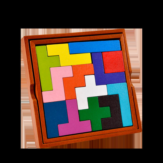 Wooden Toys Russian Building Blocks Hot-selling Children's Educational Russian Building Blocks Brain-wrenching Toys Color 13 Blocks