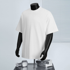トレンディな黒と白のコーマ綿ラウンドネック半袖 T シャツ男性用無地夏新製品アメリカ西海岸トップ服女性イン