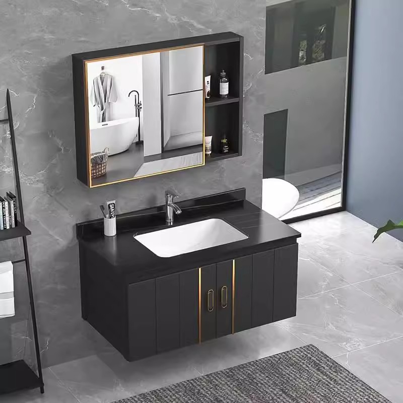 tablero de roca espacio aluminio lavabo gabinete combinado lavabo gabinete lavabo tipo integral simple tipo de pared colgante