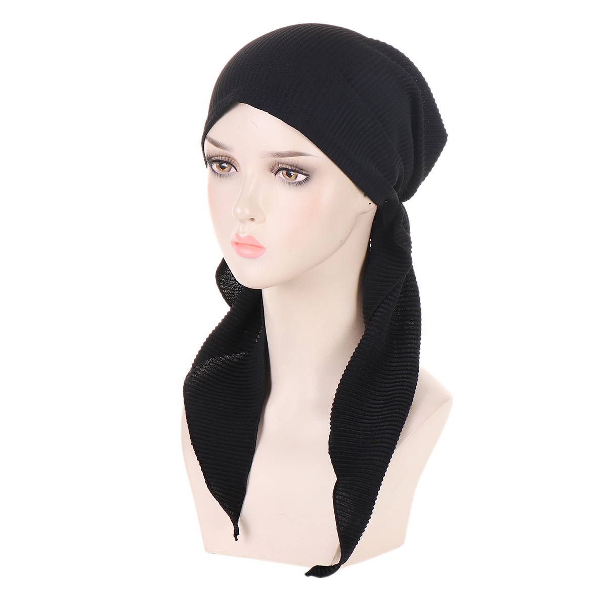 cappello musulmano a turbante con cappello curvo finale da donna in tinta unita in stock_voghion.com