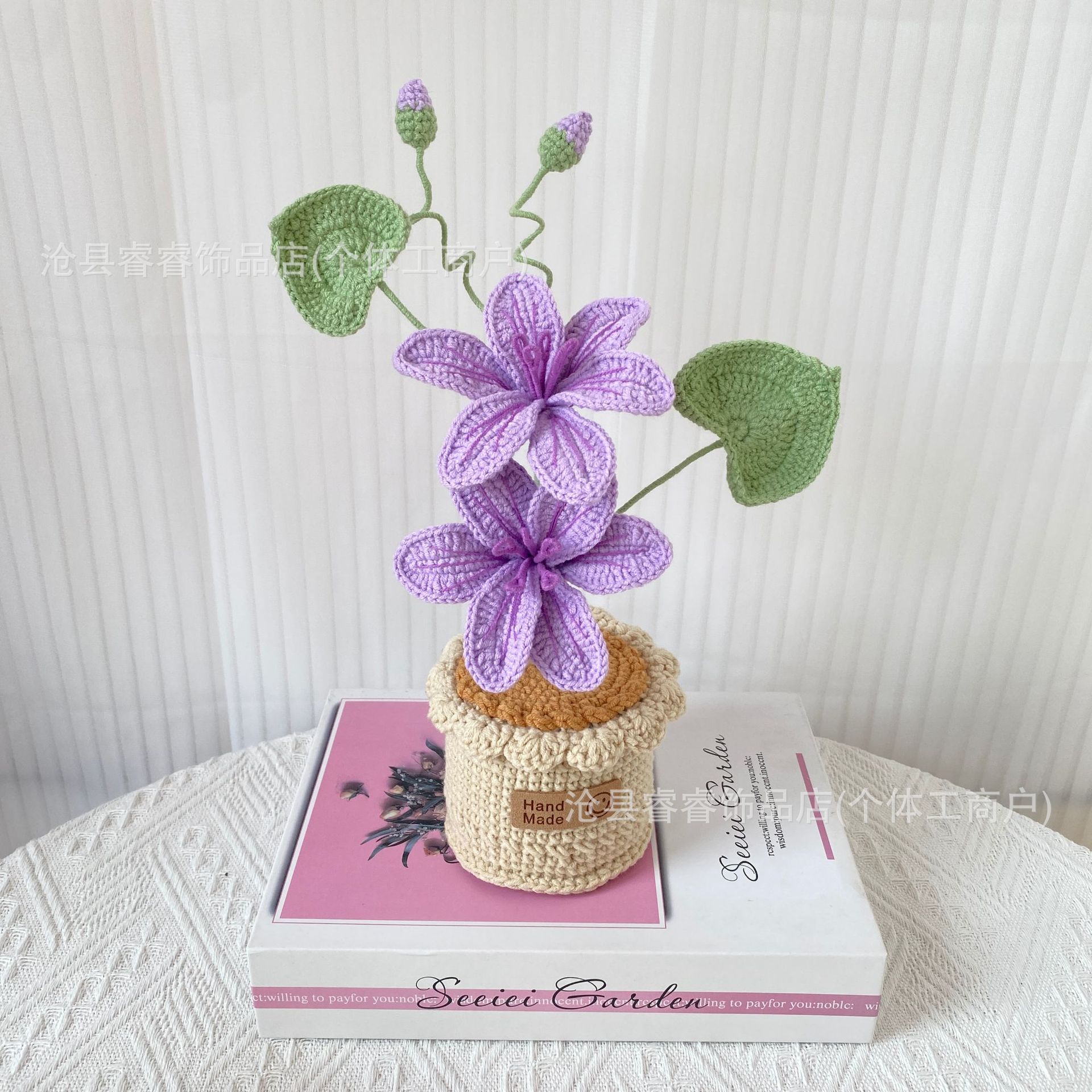 Flores artificiales transfronterizas, productos terminados de Amazon, adornos de lirio de los valles hechos a mano, rosas tejidas con hilo, adornos de bonsái para escritorio