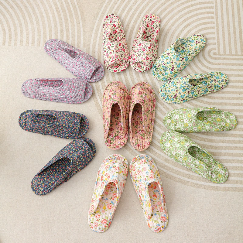 Новые корейские хлопковые тапочки для дома, женские, для деревянного пола, нескользящие, с мягкой тканевой подошвой, бесшумные, оптом из Кореи.