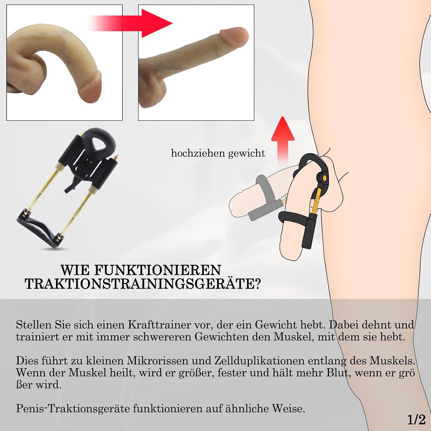 Male Penile Stretcher with Metal Bracket Connecting Ring, Manual Physical Exerciser — detail image 3