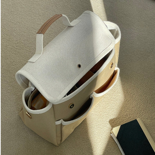 Korean style mommy bag, outing mother and baby bag, niche design canvas bag, ins simple commuter bag, stitched handbag, shoulder bag