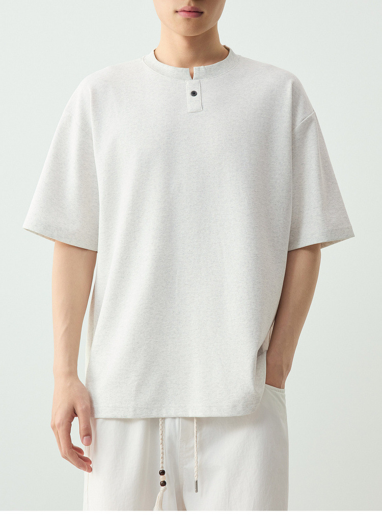 Áo thun nam ngắn tay cổ tròn chất liệu cotton pha, kiểu dáng cơ bản — đen chi tiết 20