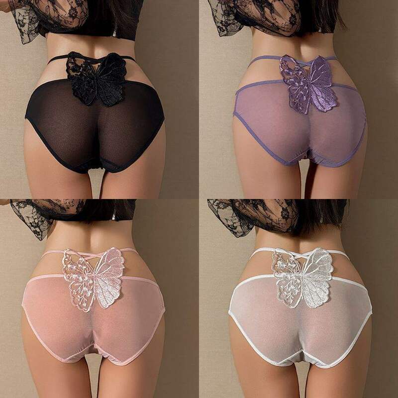Black Sexy Lace Breathable Transparent Personalized Women's Underwear Mid-High Waist Lace Internet Celebrity Hollow Pure Lust Style